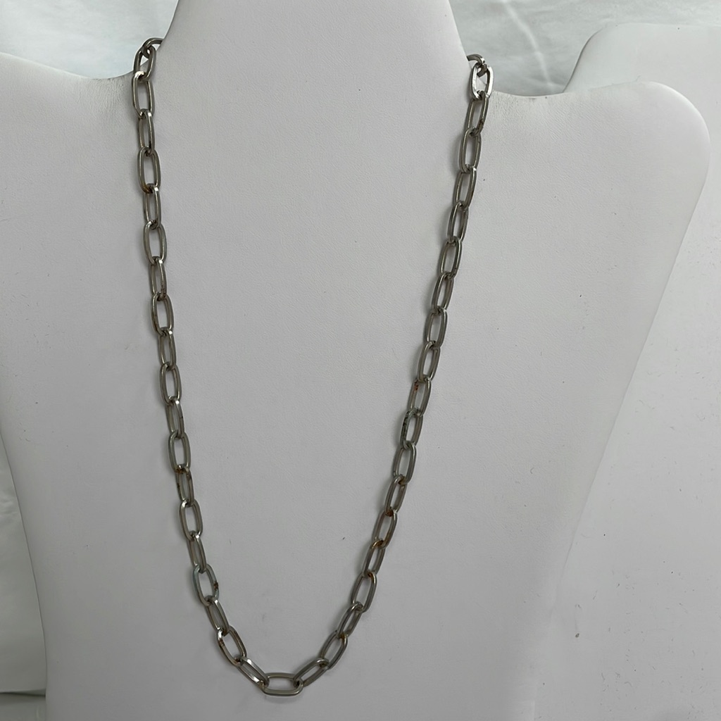 Silver Tone Solid Link Chain.